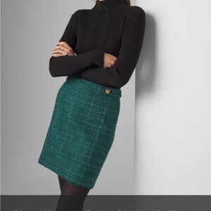 WHBM Green Tweed Skirt Sz 0